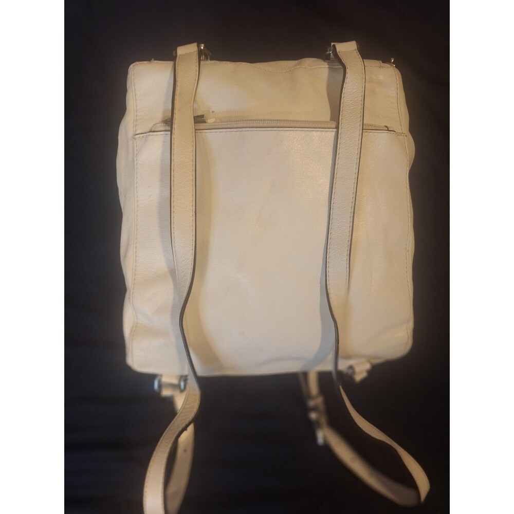 MICHAEL KORS BACKPACK IVORY PEBBLE LEATHER SILVER ZIP READ - Picture 5 of 15